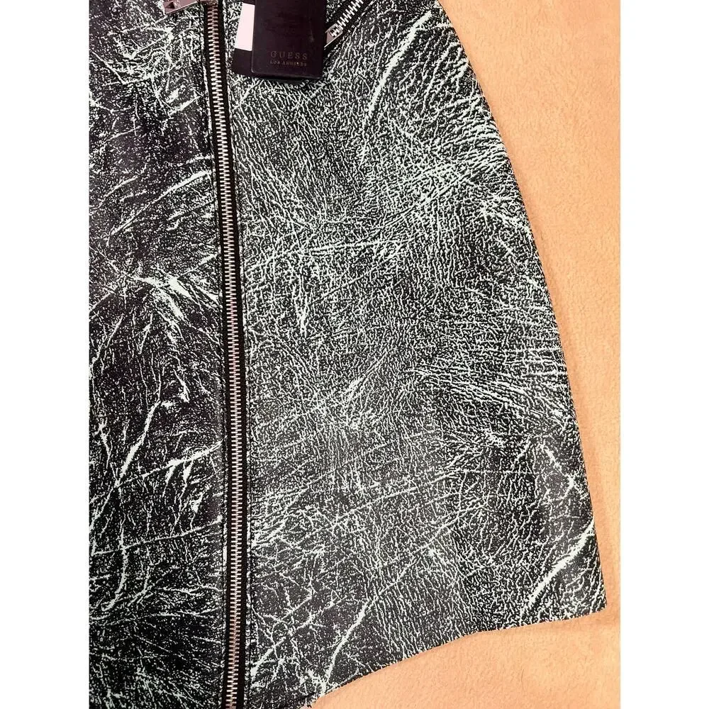 Y2K Guess Mini Skirt Grunge‎ Asymmetrical Green Black Zippered Womens Medium NWT